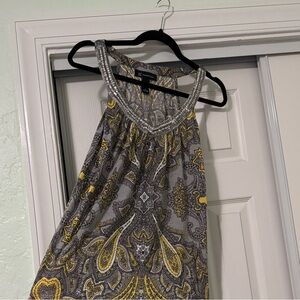 INC International Concepts Paisley Tank Top - Gray and Yellow
